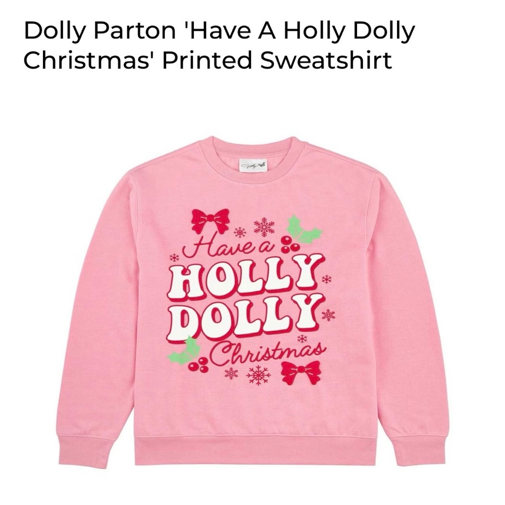 Dolly Parton Festive Pink Holiday Sweatshirt Holly Dolly Christmas